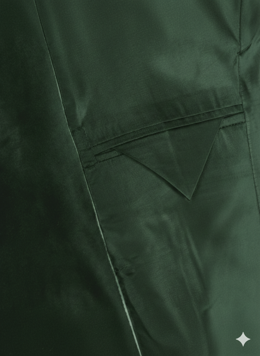 Made to Measure Green Italian Velvet Nehru Collar Jacket