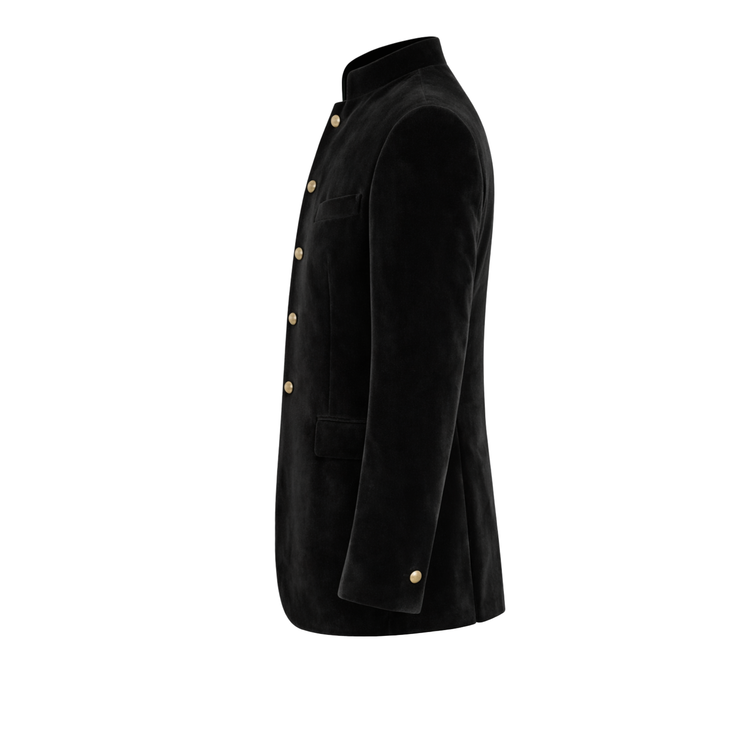 Made to Measure Black Italian Velvet Nehru Collar Jacket