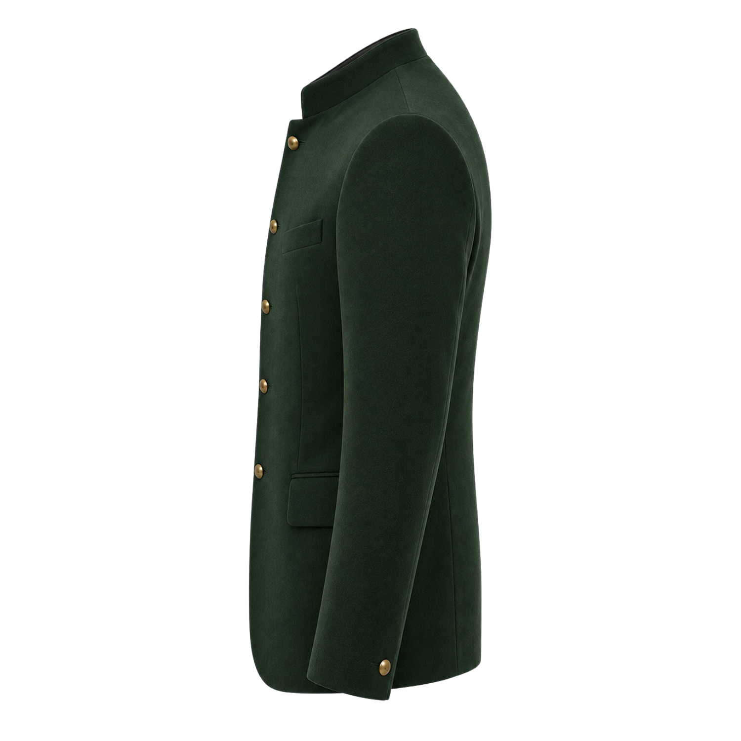 Made to Measure Green Italian Velvet Nehru Collar Jacket