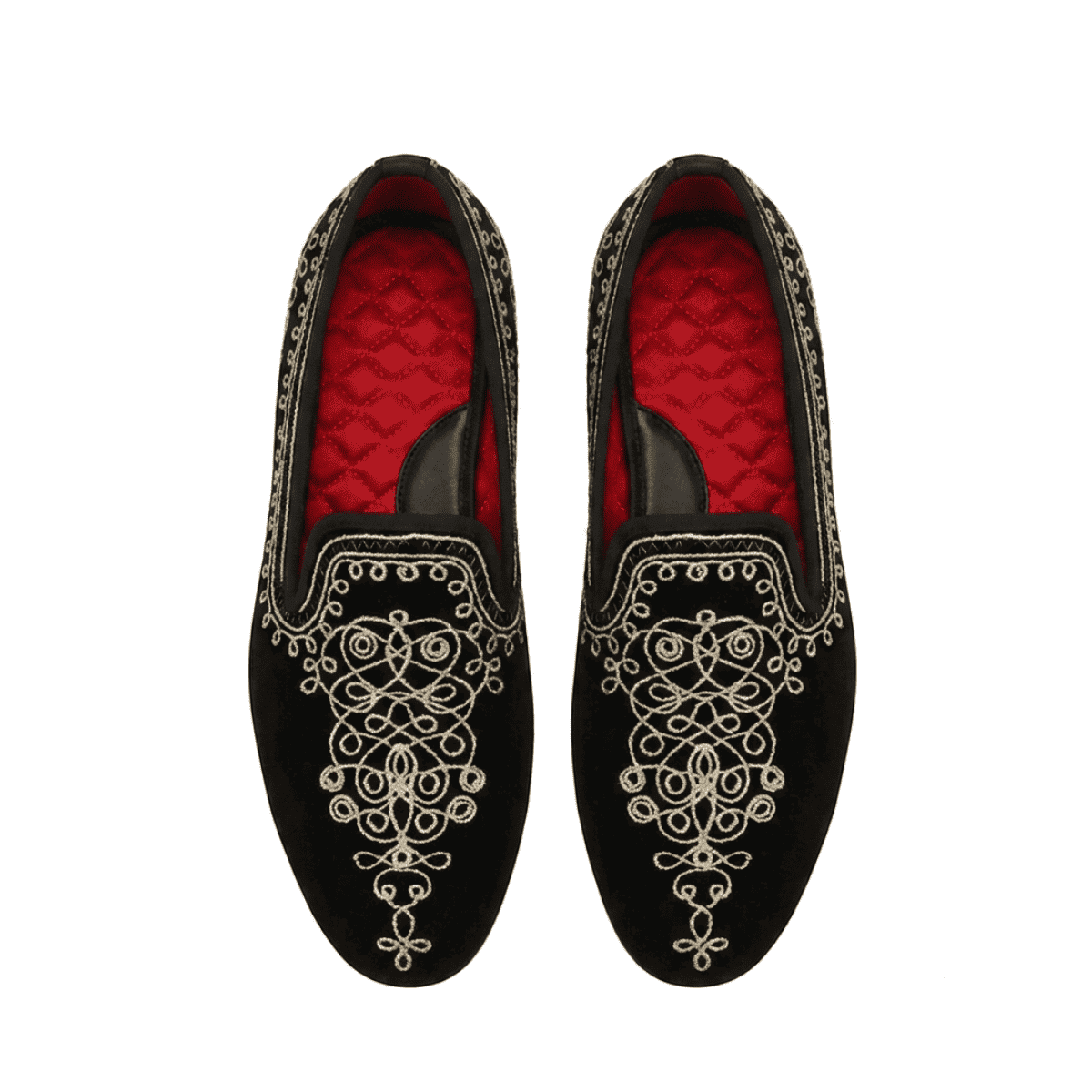 Black Velvet Embroidered Slippers