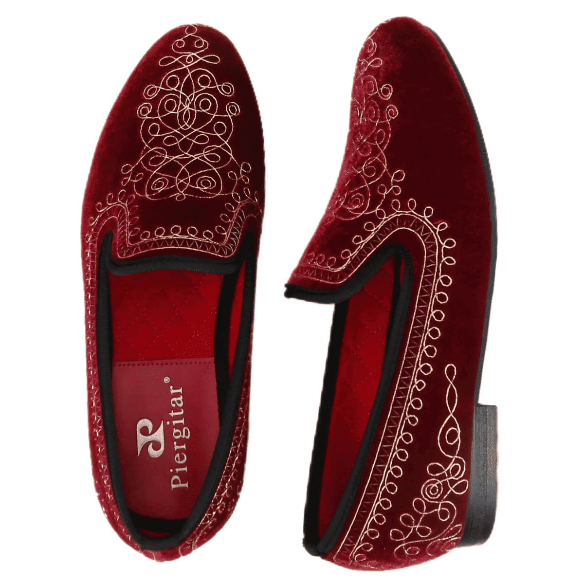 Black Velvet Embroidered Slippers