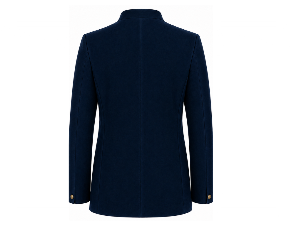 Made to Measure Navy Italian Velvet Nehru Collar Jacket