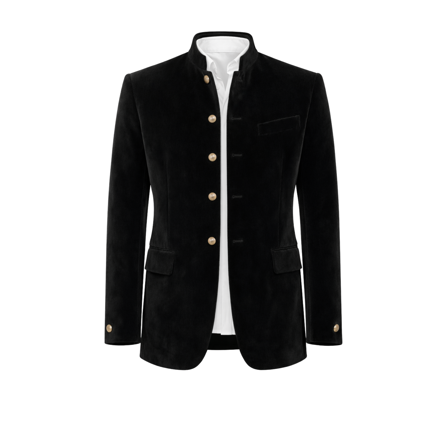 Made to Measure Black Italian Velvet Nehru Collar Jacket