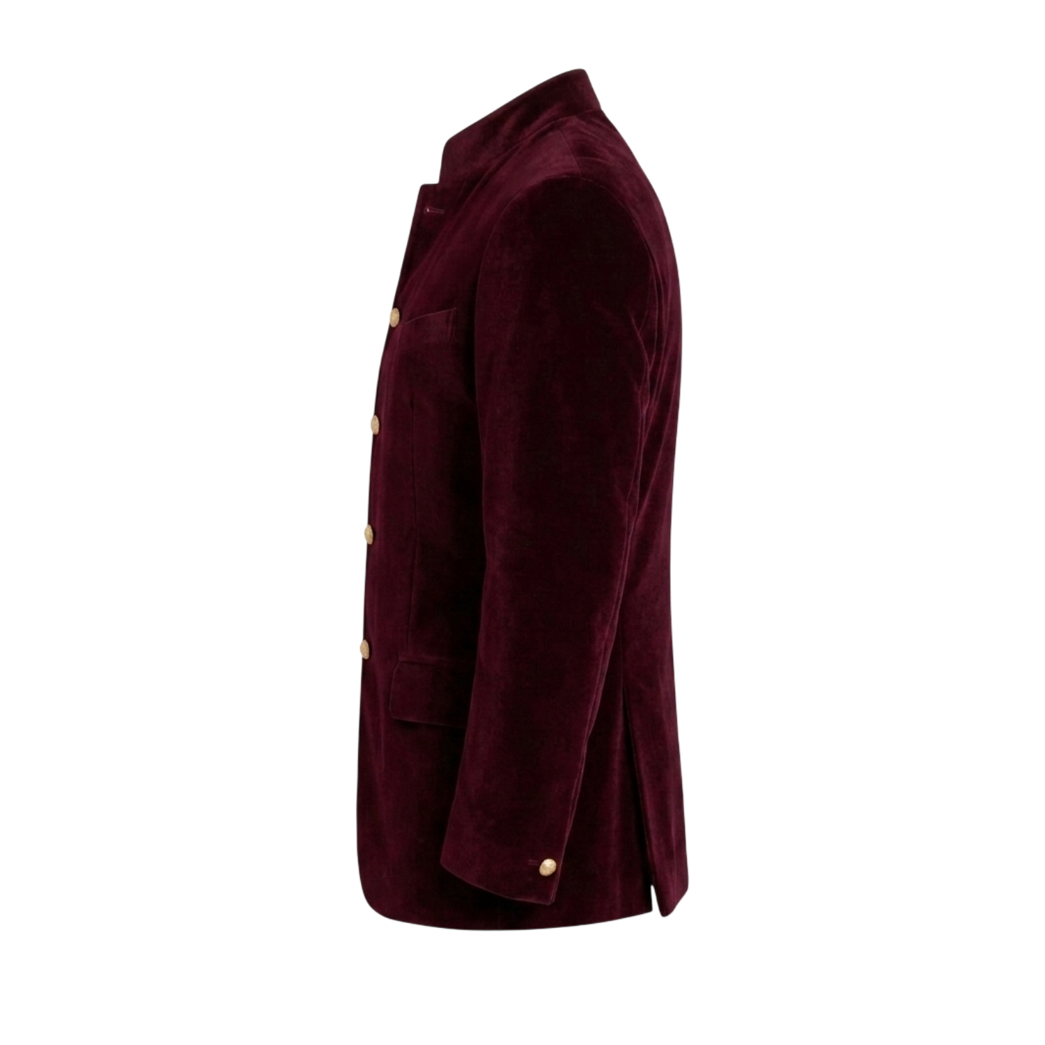 Made to Measure Maroon Italian Velvet Nehru Collar Jacket