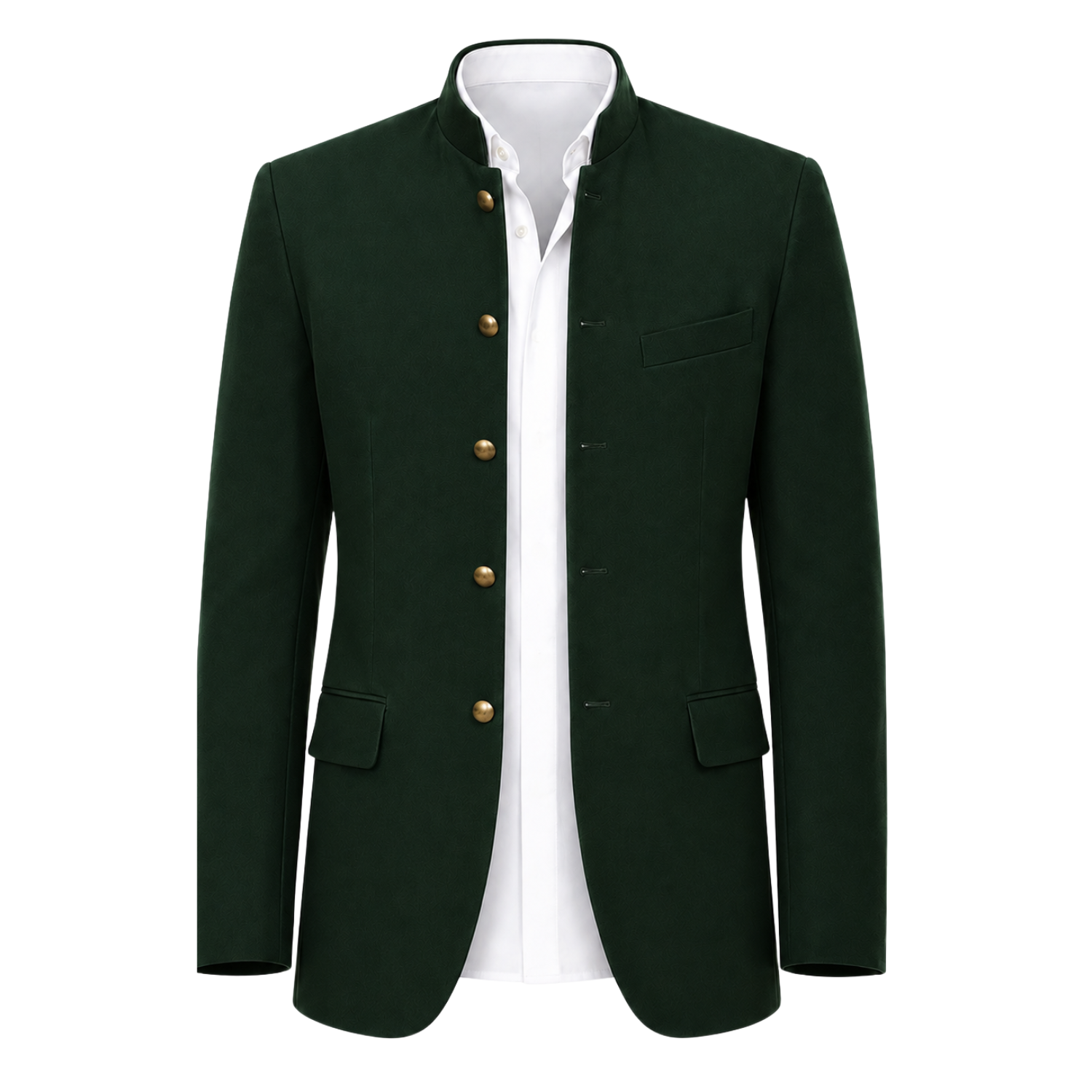 Made to Measure Green Italian Velvet Nehru Collar Jacket