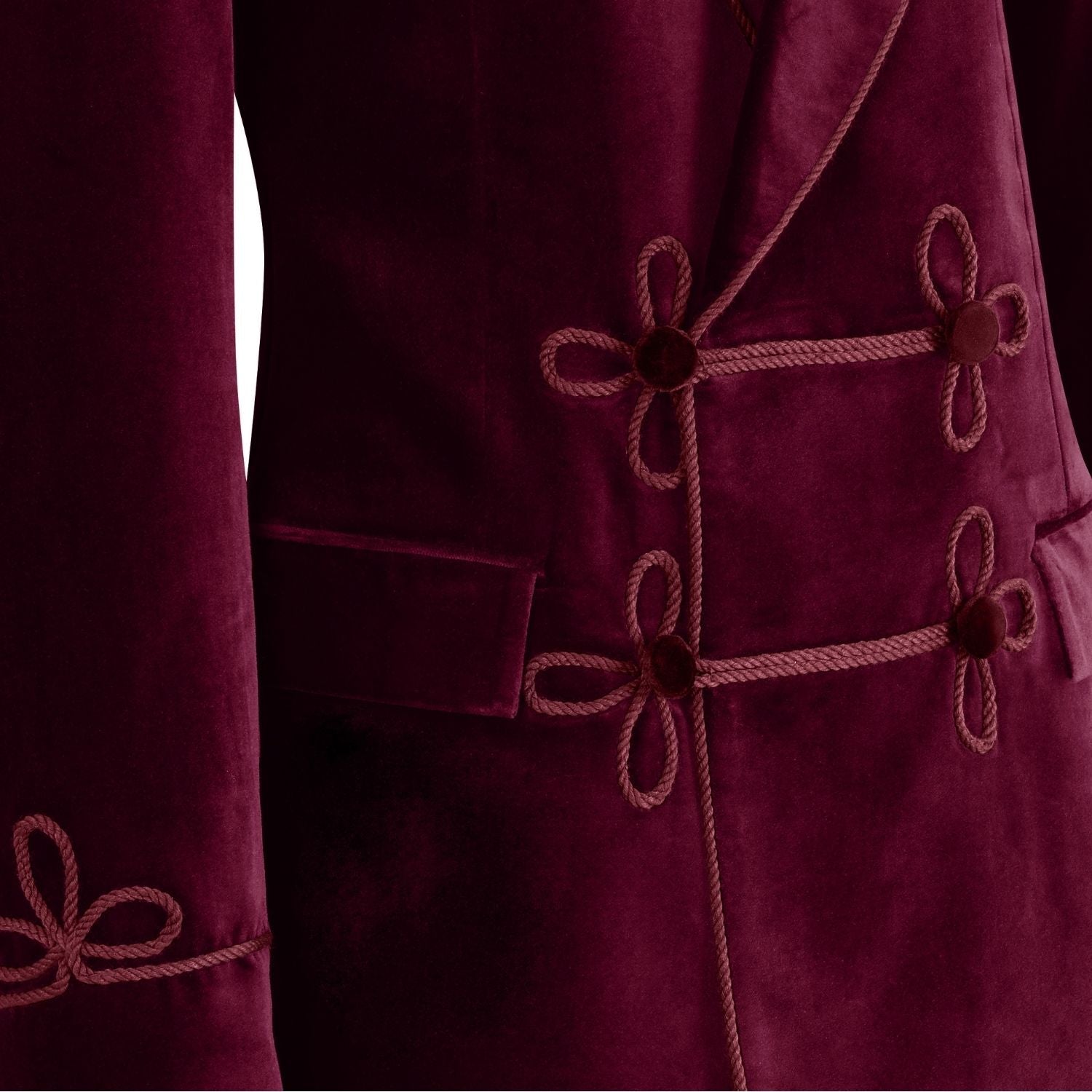 Made to Measure Double Breasted Mens Italian Velvet Smoking Jacket - Burgundy