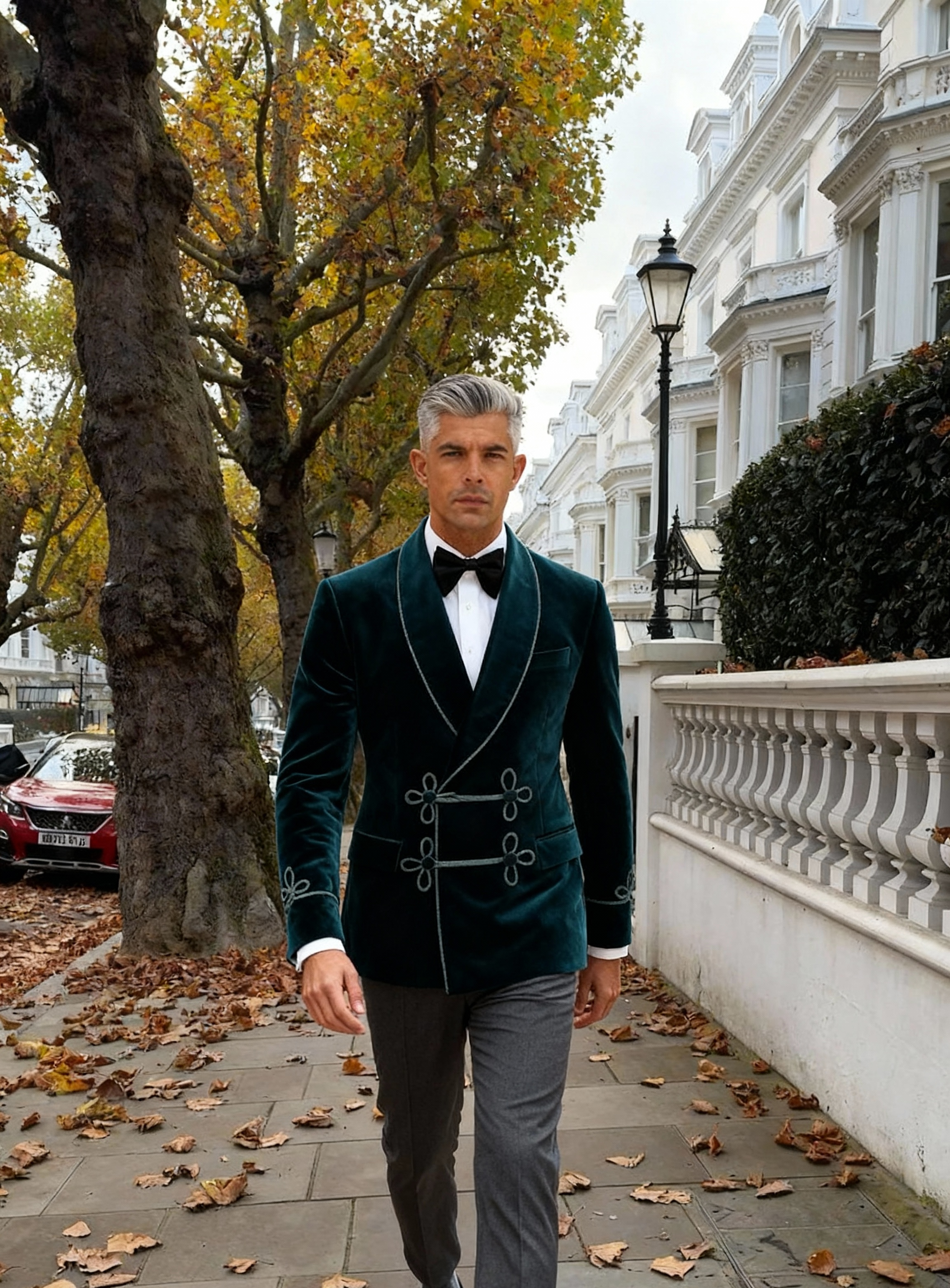 Made to Measure Double Breasted Mens Italian Velvet Smoking Jacket - Green